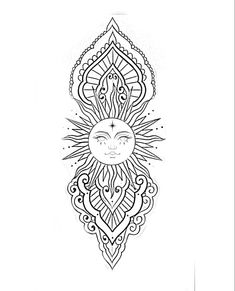 a drawing of a sun with ornate designs on it's face and back side