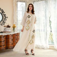 Kaftan/Jalabiya, Muslim Dress, Ramadan Eid Dress Arabic Jalabiya, Daily Wear Dress, Party Long Dress, Sequin Embroidery, Arab Women, Islamic Clothing, Sequins Embroidery, Daily Dress, Embroidery Dress