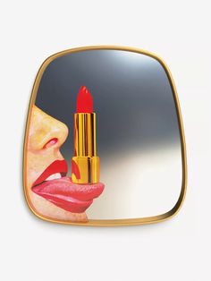 a mirror that has a lipstick on it