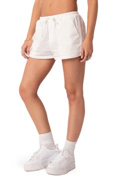 These breezy cotton drawstring shorts are a warm-weather delight made with three pockets for all you carry from one activity to the next. Elastic/drawstring waist 100% cotton Hand wash, dry flat Imported Look Shorts, Look Con Short, Swimwear Dress, Cute Shorts, Linen Shorts, Drawstring Shorts, S Models, Pacsun, Waist Tie