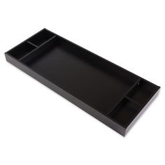 an empty black tray on a white background