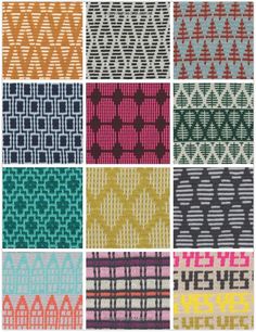 six different patterns in various colors, each with an interesting pattern on the front and back