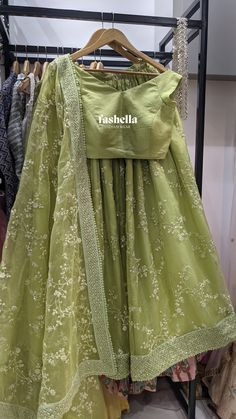 Green Lehenga Set made from Organza Fabric! The blouse can be customized to any pattern/style/design.    MEAUREMENTS & CUSTOMIZATIONS   This lehenga can be made in ANY to any light/pastel COLOR. If you need this in a different color please drop us a message before purchase.  For custom sizing please include the below measurements in the the notes.  * Shoulder: * Chest size: * Waist size: * Blouse Length: * Bicep: * Arm-hole: * Sleeve Length: * Front Neck Depth: * Back-Neck Depth: * Skirt Waist: Pista Green Lehenga, Pista Color Lehenga Combination, Green Tilla Choli For Wedding, Wedding Green Choli With Tilla, Light Green Lehenga, Green Wedding Saree With Tilla Work, Green Wedding Saree With Tilla Details, Green Wedding Sets With Tilla Embroidery, Fitted Green Choli With Tilla Detailing