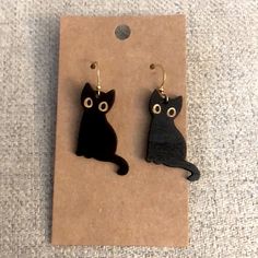 Buy 4 Get 1 Free Bundle 5 Holiday Earrings , Get One Free! Lowest Price Gets Taken Off Holidays - Halloween - Christmas - Easter - Thanksgiving Black Cat Skeleton Earrings Reversible 2-Sided Wood Light Weight Halloween Earrings