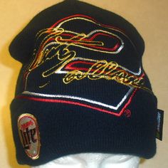 Brand New Mens Adult Rusty Wallace 90s Vintage Beanie Winter Hat. The Front Has The Embroidered #2 And Rusty Wallace Name On It. The Cuff Of The Bill Has The Embroidered Miller Lite Logo On It As Well. Fitted Hats For Streetwear, Vintage Winter Hats For Streetwear, Miller Lite Logo, 90s Nascar, Vintage Beanie, Rusty Wallace, Miller Lite, Ford Racing, Mens Beanie