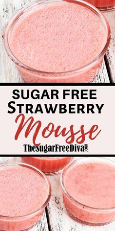 three glasses of sugar free strawberry mousse