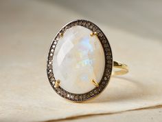 Evening Star Moonstone Ring – Arhaus Heirloom White Moonstone Ring With Rose Cut Diamonds, White Moonstone Ring With Diamond Accents, White Moonstone Ring With Rose Cut Diamonds, Fine Jewelry Oval Moonstone Ring With Rose Cut Diamonds, Diamond White Moonstone Ring With Rose Cut Diamonds, Oval Moonstone Ring With Diamond Accents For Gift, Moonstone Rings With Rose Cut Diamonds, Oval Moonstone Ring With Diamond Accents, Oval Moonstone Ring With Diamond Accents For Anniversary