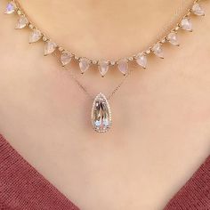 Rosy tones aboud with this combination of morganites and rainbow moonstone in blushing rose gold. the pear shapes represent tears of joy! Luxury Faceted Rose Gold Necklaces, Pear Shapes, Classic Bracelets, Dope Jewelry, Bezel Set Diamond, Chain Extenders, Tennis Necklace, Blush Roses