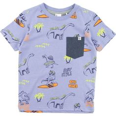 Russ Tee, Dino Surf and  Violet - Sovereign Code Tops | Maisonette Cool Boys Clothes, Purple Animal Print, Dino Tee, Baby Boy Outfits Swag, Dinosaur Shirt, Crewneck Design, Printed Polo Shirts, Violet Purple, Buy Buy