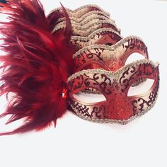 Red masquerade mask women feather venetian ball mask christmas new year party weddings S H I P P I N G - Processed same day or within 24 hours. 1-2 day guaranteed delivery services offered, add items to cart and click on shipping tab for rates. Pls leave a check out note with your need date & contact number (especially for expedited and custom orders) Msg for delivery time frames (Include your state/country). I N C L U D E D Mask comes with matching ribbons S I Z E Measures approx. 7 inches Red Venetian Masquerade Mask For Party, Venetian Red Masquerade Mask For Party, Red Venetian Masquerade Mask For Carnival, Red Masquerade Mask For Mardi Gras, Red Venetian Masks For Carnival, Red Eye Mask For Masquerade Costume, Red Venetian Carnival Mask, Red Eye Mask For Masquerade, Elegant Red Masks For Carnival