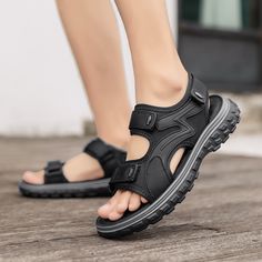 Fit : Fits true to size, take your normal size Style : Classics Occasion : Beach Outsole Material : PU Closure Type : hook loop Sandal Type : GLADIATOR Upper Material : Mesh (Air mesh) Brand Name : XIAOTIEFENG Item Type : sandals Department Name : ADULT       WHAT ABOUT REFUND?   Fast refund,100% Money Back Guarantee. If your product is defective or doesnt work properly, let us know and well send you a replacement one. We believe in our products so much that we offer a 30-day No-Hassle refund po Breathable Leather Sandals For Summer, Summer Breathable Leather Sandals, Casual Sport Sandals With Round Toe For Outdoor, Leather Sport Sandals For Summer Outdoor Activities, Casual Durable Sport Sandals For Summer, Casual Open Toe Flip Flops For Outdoor Activities, Casual Open Toe Sandals For Outdoor, Durable Black Slip-on Sandals, Leather Non-slip Sport Sandals For Outdoor