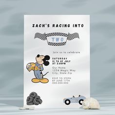 a mickey mouse birthday party with a race car