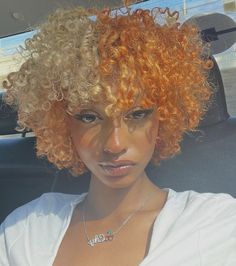 Blonde Curly Hair Natural, 2 Tone Hair, Short Dyed Hair, Two Toned Hair, Curly Crochet Hair Styles, Quick Natural Hair Styles, Braids Hairstyles Pictures