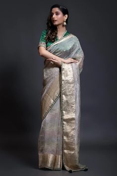 Beige designer saree, Gold saree with zardosi, Crushed tissue saree, Readymade blouse saree, Designer saree with zardosi, Beige saree, Gold saree, Party wear saree, Wedding saree, Festive saree, Indian saree, Designer saree, Saree, Sarees, Saree Online, Online Saree Shopping, Saree for Women, Saree for Wedding, Saree Designs, saree Blouse designs Zardosi Work, Latest Saree, Latest Sarees, Readymade Blouse, Women Best