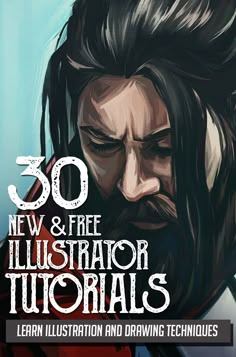 an image of a man with long hair and beards in front of the text, 50 new & free illustrations