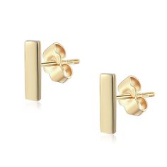 PRICES MAY VARY. Chic and classic 18K gold plated gold bar stud earrings (sold as a pair). They are dainty and the perfect every studs, by itself or mixed. Wear them horizontal or vertical. Quality - Made of sterling silver 925, 18K yellow gold plated. Yellow gold plated sterling silver butterfly backs included. Size - Approx. 0.5''(H) by 0.2''(W) Gift - Packed in our brand jewelry pouch, ready to give to a loved one. It makes the most Perfect gift for weddings, mothers Day, birthdays, valentine Gold Bar Earrings Studs, Womens Earrings Studs, Bar Stud Earrings, Bar Studs, Brand Jewelry, Bar Earrings, Earring Sale, Small Earrings, Gold Bar