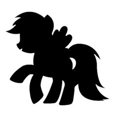 a black and white silhouette of a pony