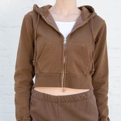 Brandy Melville Crystal Zip Up Hoodie In Brown. New Without Tags. Brandy Melville Crystal Hoodie, Trucker Jacket Women, Crystal Hoodie, White Cropped Jacket, Brandy Melville Jacket, Oversized Zip Up Hoodie, Distressed Jean Jacket, Black Windbreaker, Light Blue Jeans