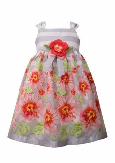 BONNIE JEAN Toddler Girl's 2T Floral Print Stripe Dress NWT $60 Create the perfect moment for her with this stunning dress. It's covered in vibrantly-colored bouquets of beautiful flowers, which make it perfect for any special occasion. A flower bow at the center waist completes the brilliant design!   Button closure Square neck Sleeveless Machine washable 100% Cotton Lined NWT, new with tags MSRP $60.00 You don't have to spend hundreds of dollars for name brand clothing. I have some wonderful c Summer Dress-up Flower Dress, Spring Floral Embellished Dress For Dress-up, Summer Dress-up Dresses With Floral Design, Floral Summer Dress For Dress-up Occasions, Floral Print Dress For Summer Dress-up, Summer Floral Print Dress For Dress-up, Spring Floral Embellished Dress, Spring Pink Floral Dress, Spring Floral Pink Dress For Casual