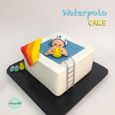 there is a cake that looks like a baby in the pool