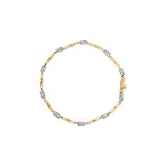 Indulge in the timeless elegance of our 10K White and Yellow Gold Diamond Oval Shaped Cluster Link Bracelet. This exquisite piece is meticulously crafted with 100 natural round diamonds, totaling 1.00 cttw. The diamonds, with their enchanting I-J color and sparkling brilliance, are expertly set in a prong setting to maximize their radiance. The oval-shaped diamond clusters create a stunning visual effect, capturing the light from every angle. The 10K yellow and white gold adds a touch of sophist Timeless Tennis Bracelet With Diamond Accents, Timeless Oval Tennis Bracelet With Diamond Accents, Timeless Oval Yellow Gold Diamond Bracelet, Timeless Yellow Gold Oval Diamond Bracelet, Elegant Oval Tennis Bracelet With Single Cut Diamonds, Classic Oval Link Diamond Bracelets, Classic Round Bracelet With Baguette Diamonds, Classic Round Bracelets With Baguette Diamonds, Timeless Oval Diamond Bracelet With Prong Setting