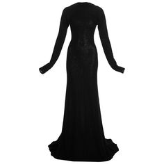 Roberto Cavalli black wool low back trained evening dress with draped neckline. c. 2000s Vintage Roberto Cavalli, Roberto Dress, Green Evening Gowns, Cavalli Dress, Silk Evening Gown, Silk Evening Dress, Runway Fashion Couture, Evening Dress Floor Length, Draped Neckline