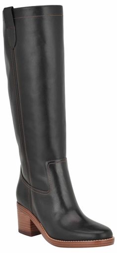 PRICES MAY VARY. Elevate your wardrobe this season in the Nine West Hecee boots. This tall boot features a round shaped toe and stacked mid block heel that will keep you going all day and night in this classic silhouette. These dress boots are sure to impress! Round Toe Pull on Closure Imported 2.17" Heel Height Wife Calf Boots, Wide Leg Tall Boots, Womens Fall Outfits With Boots, Long Dress High Boots, Tall Boots Women, Woman’s Boots, Trending Boots Fall 2024, Black Riding Boots Outfit, Dress With Tall Boots