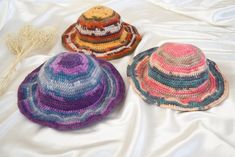 Crochet multi color bucket hat as marbled style made with best color match. ･Packaging･ All of orders sends with carefully prepared gift wrapped package, ready for gift-giving ･Shipping･ All of our products are handmade so we need 3~5 days production time. After the product prepared we ship it within 1~2 business day ･Size･ Check out the ''Personalization'' to enter your size ✉︎Feel free to send me message for any questions. THANK YOU♡ Multicolor Crochet Cap Hat, Multicolor Crochet Cap One Size, Multicolor Beanie For Beach, One Size Fits Most, Multicolor Beanie One Size For Beach, Multicolor Beanie For Beach, One Size, Multicolor Beanie Mini Hat For Winter, Multicolor Mini Beanie Hats For Winter, Multicolor Beanie Cap For Beach, Multicolor Cap Beanie For The Beach