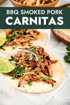 bbq smoked pork carnitas on a tortilla