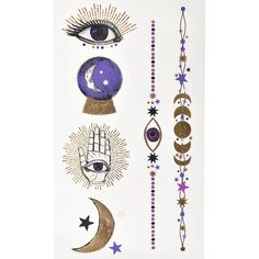 Fortune Teller Tattoos 1 Sheet | Party City Fortune Teller Tattoo, Multiple Eyes, Halloween Fortune Teller, Vintage Fortune Teller, Fortune Teller Costume, Tarot Magic, Halloween Costume Shop, Halloween Store, Tattoo Kits