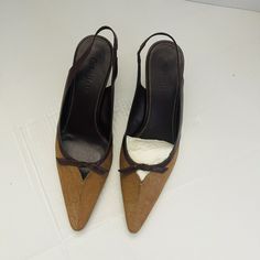 Brown , Gold, Tan, New No Box,Questions? Leave A Comment Below! Brown Slingback Pumps With 4-inch Heel For Work, Summer Office Brown Slingback Pumps, Brown Pointed Toe Slingback Pumps For Evening, Brown High Heel Slingback Pumps For Work, Brown Slingback Heels For Work, Brown Slingback Heels For Office, Evening Brown Closed Toe Slingback Pumps, Brown Leather Slingback Pumps With 4-inch Heel, Brown Medium Width Slingback Pumps