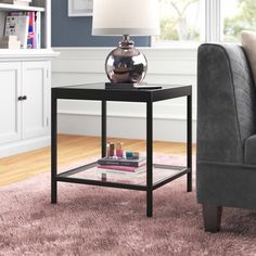 a living room scene with focus on the end table