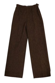 Current Boutique-Max Mara - Brown Wool Trousers Sz 4 High-waisted Wool Pants In Brown, High-waisted Brown Wool Pants, Brown Wool High-waisted Pants, Wool Dress Pants For Fall Workwear, Semi-formal Wool Pants For Fall, Formal Wool Bottoms For Fall, Brown High-waisted Dress Pants With Welt Pockets, Office Dress Pants With Pressed Crease For Fall, Formal Wool Pants For Fall