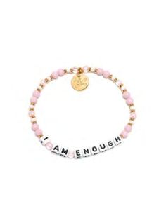 Little Words Project-Little Words Project I Am Enough Bracelet - Leela and Lavender Meaningful Beaded Stretch Bracelet For Friendship, Inspirational Pink Beaded Bracelets As Gift, Inspirational Pink Beaded Bracelets For Gift, Personalized Pink Beaded Bracelets, Personalized Pink Beaded Bracelet With Meaningful Style, Inspirational Hypoallergenic Stretch Bracelet With Round Beads, Meaningful Stretch Bracelet With Round Beads For Friendship, Inspirational Pink Stretch Bracelet With Letter Beads, Inspirational Pink Letter Beads Stretch Bracelet