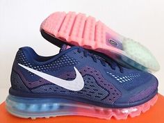 (eBay) Style # 621078 415. NIKE AIR MAX 2014. COLOR: Midnight Navy Blue-Sail-Pink Glow-Glacier Ice. 100% Authentic Nike products. Nike Products, Unique Color Combinations, Midnight Navy, Saturday Sunday, Box Color, Color Combination, Post Office, Air Max Sneakers, Nike Free