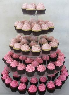 cupcakes are stacked on top of each other