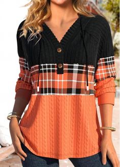 Color:Orange;Size:S;Size:M;Size:L;Size:XL;Size:XXL;Package Contents:1 X Hoodie;Occasion:Other;Style:Casual; Plaid Hoodie, Swimwear Suits, Orange Plaid, Plaid Tops, Cardigan Tops, Midi Dress Bodycon, Colorful Hoodies, Long Sleeve Hoodie