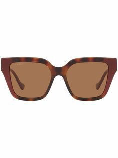 Lens Logo, Brown Square, Gucci Eyewear, Sunglasses Brown, Gucci Sunglasses, Square Frame, Eye Protection, Colored Sunglasses, Sunglass Frames