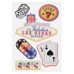 las vegas welcome to fabulous las vegas nevada sign and casino chips sticker sheet set