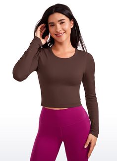 Seamless collection of smooth, breathable fabric is designed to help reduce chafing, encourage ventilation and wick away sweat to help you stay dry. Double-lined tight crop tops for moving freely, perfect for workout, yoga, lounging or daily wear. Feature & Fittin 
 Seamless collection 
 Designed for low-impact workouts 
 Cropped length, Tight fit 
 Double Lined Fabric, Crew Neck Design 
 Fabric: 
 Chafe-free, seamless construction 
 Sweat-wicking, soft ribbed textured fabric 
 Lightweight a Compressive Cropped Top With Seamless Construction, Ribbed Stretch Gym Top, Ribbed Cropped Gym Top, Stretch Ribbed Gym Top, Ribbed Crop Top With Medium Support, Compressive Seamless Tops, Ribbed Crop Top Sports Bra, Fitted Ribbed Top For Workout, Ribbed Athleisure Tops For Workout