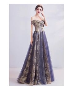 Purple And Gold Formal Dress, Gold Strapless Gown For Prom Season, Gold Tulle Gown For Gala, Purple Off-shoulder Evening Dress For Gala, Gold Tulle Evening Gown, Gold Off-shoulder Prom Dress, Gold Off-shoulder Dress For Prom Season, Gold Off-shoulder Evening Dress, Gold Off-shoulder Dress For Prom