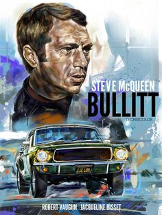 the movie poster for steve mcqueen's bullitt