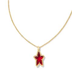 ADA STAR SHORT PENDANT NECKLACE GOLD RED ILLUSION Red Necklace With Star Charm As Gift, Red Necklace With Star Charm For Gift, Red Star-shaped Jewelry For Parties, Red Star-shaped Party Jewelry, Short Pendant Necklace, Pendant Necklace Gold, Gold Pendant Necklace, Necklace Gold, Red Gold