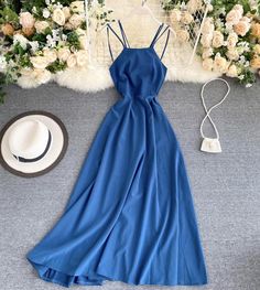 Simple A line backless dress Fabric: blended Color: red, white, burgundy, blue, green, white Size: S, M, L S length 118 bust 90 waist 68 M length 119 bust 94 waist 72 L length 120 bust 98 waist 76 For more pictures of the dress, please contact us, thank you. Spring A-line Dress With Back Opening, Summer A-line Mini Dress With Back Opening, Elegant A-line Sundress With Tie Back, Chic A-line Backless Dress With Tie Back, Spring A-line Dress With Cutout Back, Blue Evening Dress With Strappy Back, Lined Backless Midi Dress, Blue Strappy Back Evening Dress, Elegant A-line Beach Sundress