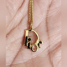 Dior Gold Color Necklace 17 Inches In Length. Never Worn Designer Gold Hallmarked Necklace, Designer Gold Necklaces For Anniversary, Elegant Yellow Gold Necklace With Logo Charm, Dior Gold, Dior Necklace, Dior Jewelry, Color Necklace, Womens Jewelry Necklace, Gold Color