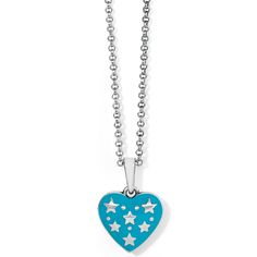 This hand enameled blue heart shaped pendant necklace is perfect to wear alone or layer with a petite necklace. The mini star shapes in silver finishes add to the charm. - Closure: Lobster Claw - Length: 16" - 18" Adjustable - Pendant Drop: 1" - Material: Enamel - Finish: Silver plated We have a double coating of lacquer finish on all of our jewelry items so all you need is just a few tips to keep your jewelry looking good from season to season. - To keep it clean, just wipe down your piece with Petite Necklace, Heart Shaped Pendant Necklace, Silver Cleaner, Heart Shaped Pendant, Silver Heart Necklace, Heart Shape Pendant, Jewelry Cleaner, Blue Heart, Star Shape