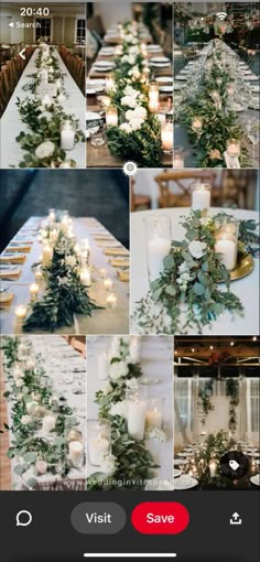 an iphone photo collage with candles and greenery