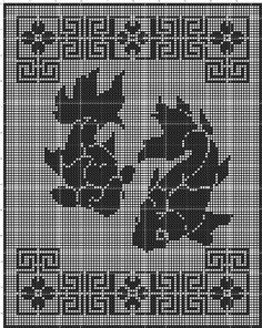 a black and white cross stitch pattern with flowers