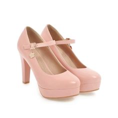 Heels:Approx 9.5cm Platform:Approx 2.5cm Upper Material:Pu Leather Outsole:Rubber If your foot is a little wide and fat, we suggest you choose 1 size larger, pls measure your foot length and choose a correct size. Thank you! Size Chart: Euro/CN 34 = foot length 21.5-22cm (Foot width=8-8.5cm) Euro/CN 35 = foot length 22-22.5cm (Foot width=8.5cm) Euro/CN 36 = foot length 22.5-23cm (Foot width=8.5-9cm Euro/CN 37 = foot length 23-23.5cm (Foot width=9cm) Euro/CN 38 = foot length 23.5-24m (Foot width= Feminine Platform Heels With Round Toe, Cute Platform Heels With Round Toe, Pink Low Heel Platform Shoes, Cute Low Heel Pink Heels, Pink Mary Jane Heels With Platform, Cute Pink Low Heel Heels, Pink Mary Jane Platform Heels, Pink Closed Toe Heels With Heel Strap, Cute Low Heel Platform Heels