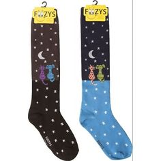 An adorable 2-pack of cute Star Gazing Cat and Dog knee high socks for women that will add life to your feet. Introducing our whimsically delightful Women's Novelty Knee High Socks! These socks are the perfect blend of cuteness, humor, and silliness, designed to add a dash of fun and flair to your everyday outfit. Whether you're heading to school, work, or a casual outing, these socks will surely bring a smile to your face and make you stand out in style! Want to rock a pair of cats and dogs wit Sock Company, Foot Socks, Star Gazing, Cute Stars, Cat And Dog, Dog Themed, Everyday Outfit, Knee High Socks, No Show Socks